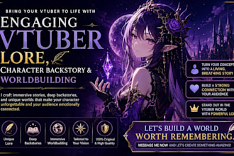 write engaging vtuber lore, character backstory and worldbuilding