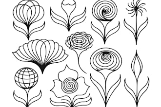 draw botanical and flower one line art illustration