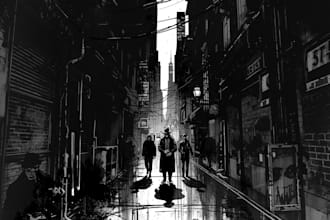 draw noir, horror and dark comic books art for your story