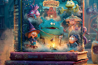 create a creative cartoon story book cover design
