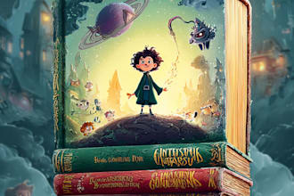 design an eye catching cartoon book cover for kids