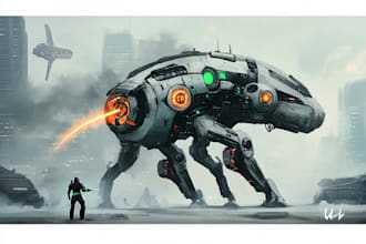 design futuristic mecha robots and pilots cyberpunk concept art
