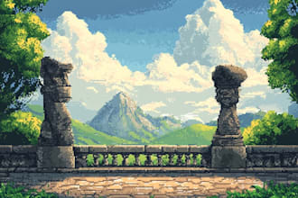 draw pixel art scene and background for your game