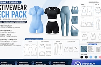 design tech pack sportswear and fashion tech packs, clothing