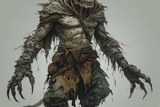 design unique and terrifying horror creature art