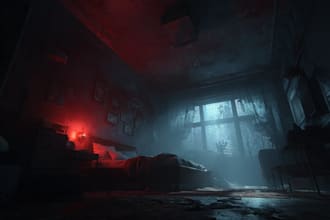 draw a cinematic horror environment concept art for you