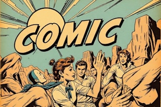 create vintage retro comic book illustration style