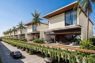 redesign 3d contemporary home,upscale suburb, urban neighborhood, villa exterior