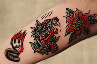 draw american traditional tattoo for your brand