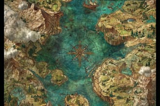 design an original treasure map and fantasy pirate map