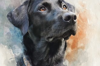 draw watercolor pet portrait
