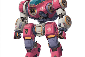 draw amazing character mecha robot illustration