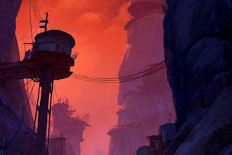 make game art sci fi city illustration environment or concept art