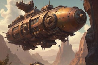 draw custom spaceship sci fi steampunk nft