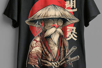 make japanese t shirt illustration and t shirt design