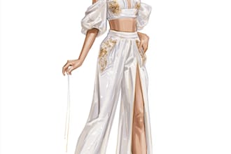 draw a fashion or editorial illustration, sketch, commercial