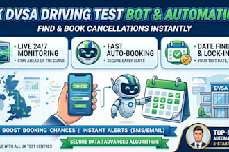 develop driving test bot, driving slot bot, bbdc, reservation bot, booking bot