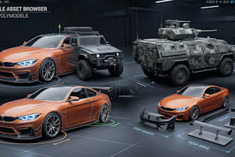 create high quality 3d car, truck, military vehicle, body kit models for games