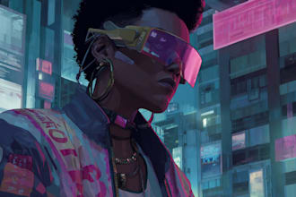 design an illustration of futuristic cyberpunk city