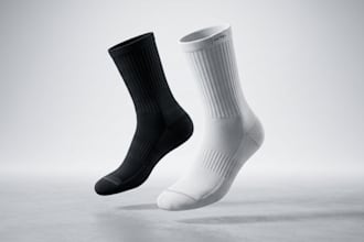 do realistic 3d socks model, 3d sock, 3d footwear, rendering and product animate