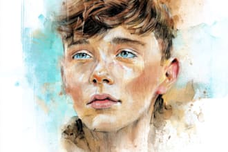 draw a sketchy watercolor portrait, no ai
