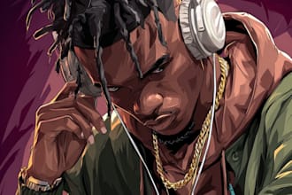 design eye catching cartoon album cover, mixtape cover