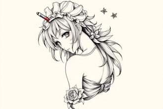make a custom anime inspired tattoo illustration for you