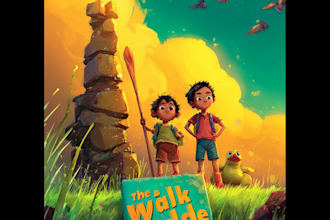 create a magical childrens book cover for author