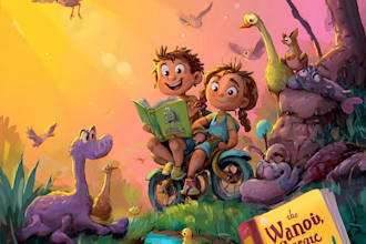 create a magical childrens book cover illustration