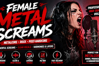 record female metal screaming and metalcore rock vocals
