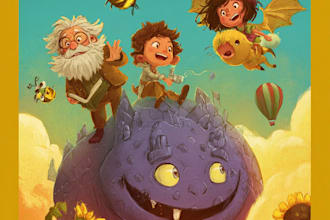 create a magical childrens book cover illustration