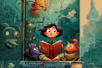 create eye catching cartoon book cover art