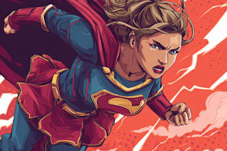 illustrate a superhero pop art portraits