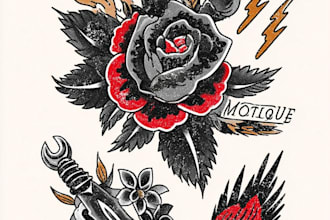 create amazing traditional or old school tattoo style design