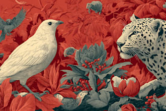 draw an animal and botanical illustration