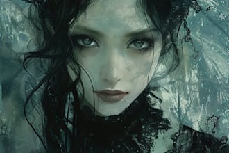 draw your character in a dark fantasy, horror or manga style