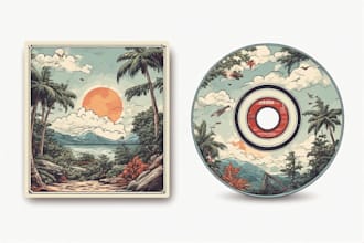 design professional vintage cover art for music and branding