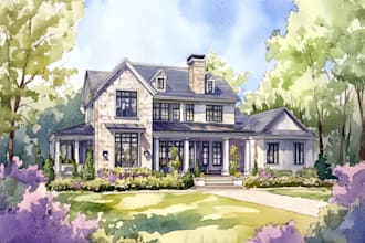 paint watercolor house portrait