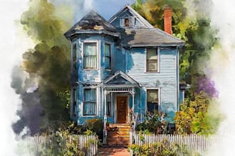 do a watercolor house portrait of your home excellent