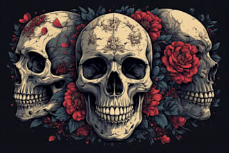 design detailed skull and illustration for you