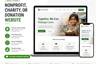 create a nonprofit website, charity website, or donation website and ngo website