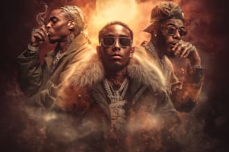 design a cinematic album cover or mixtape cover art