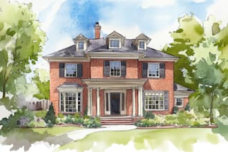 paint watercolor house portrait