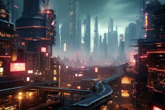 create of futuristic cyberpunk city
