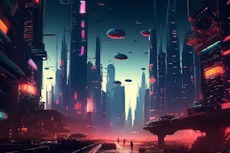 create futuristic cyberpunk city