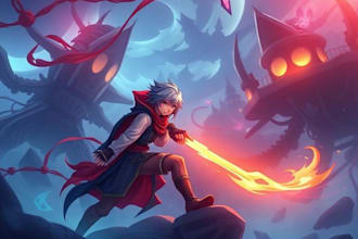 illustrate steam capsule game art banner, design steam game concept art