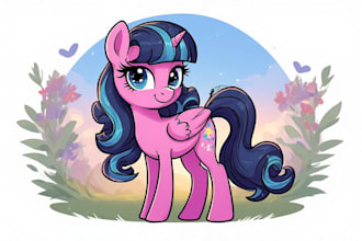 make colorful pony character illustration for you