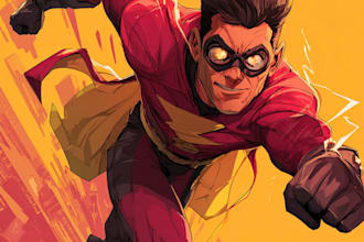 design your realistic superhero cartoon digital art