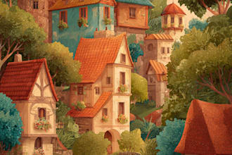make original children story book illustration
