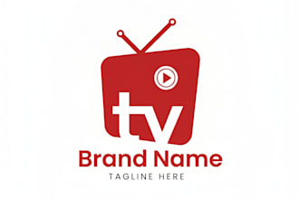 create a clean and modern TV icon logo for your brand